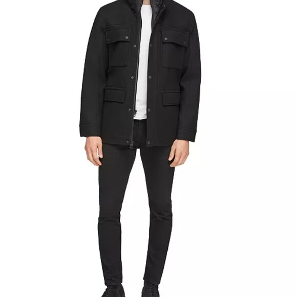 NEW GUESS Wool Blend Water Repellant Jacket Sangria for men 462tn - Picture 4 of 8